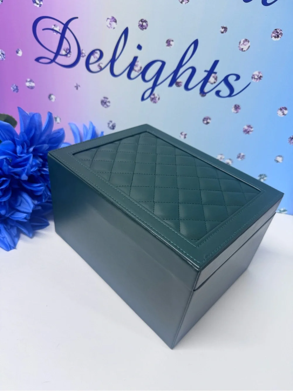 💎QUILTED TOP VEGAN LEATHER/SUEDE JEWELRY BOX